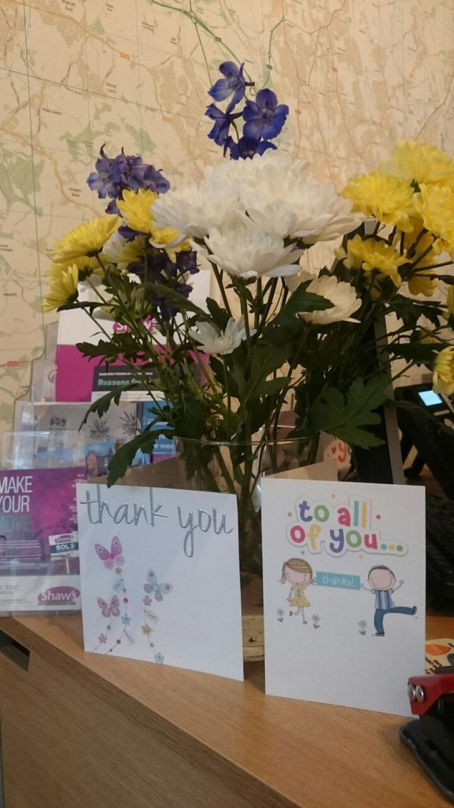 Flowers & thank you card
