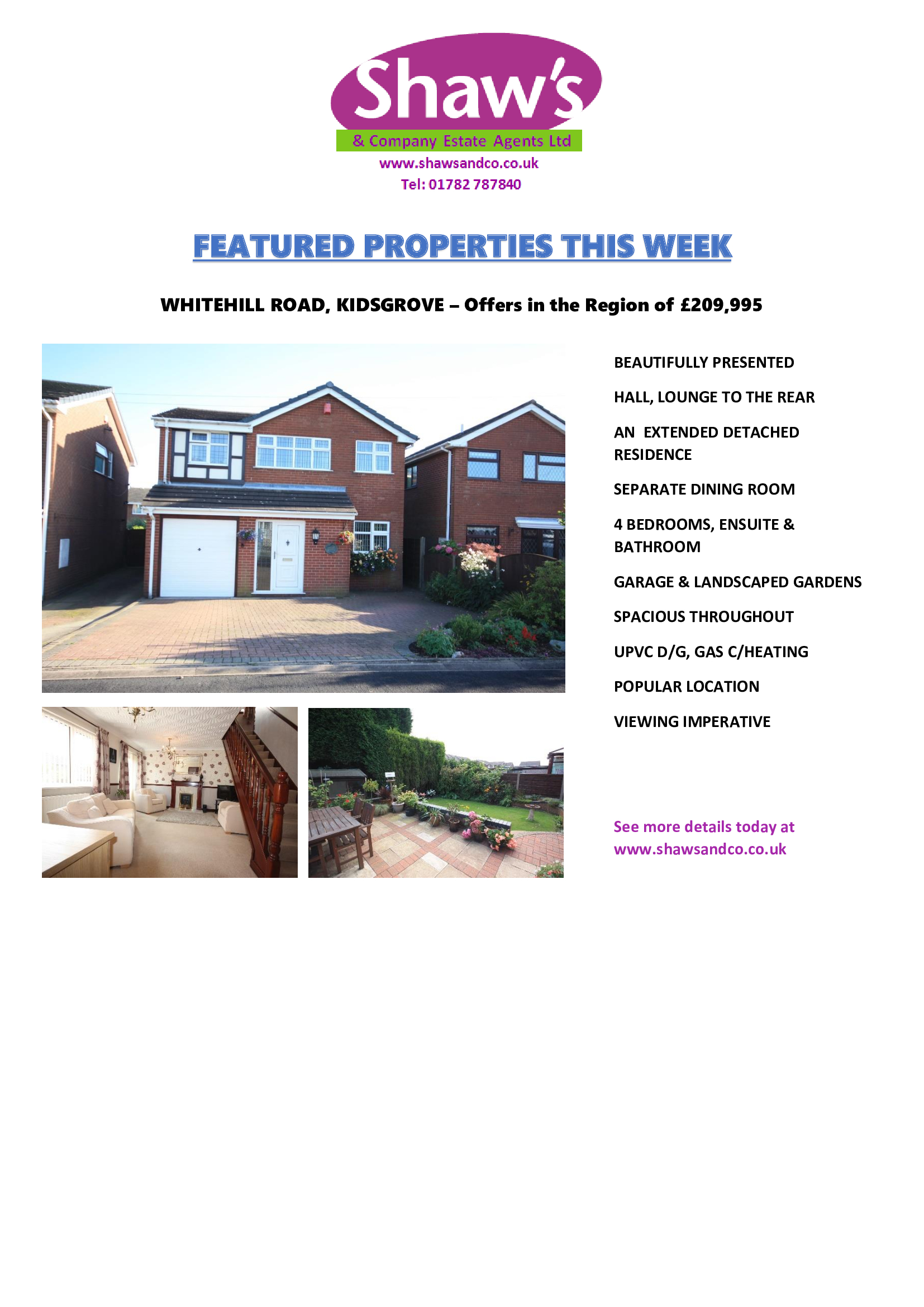 SHAW'S & CO - FEATURED PROPERTIES THIS WEEK